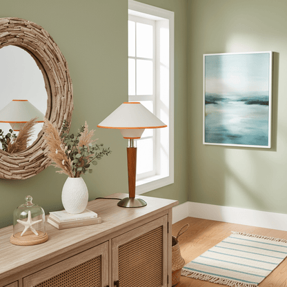 Wood Fabric Shade Table Lamp