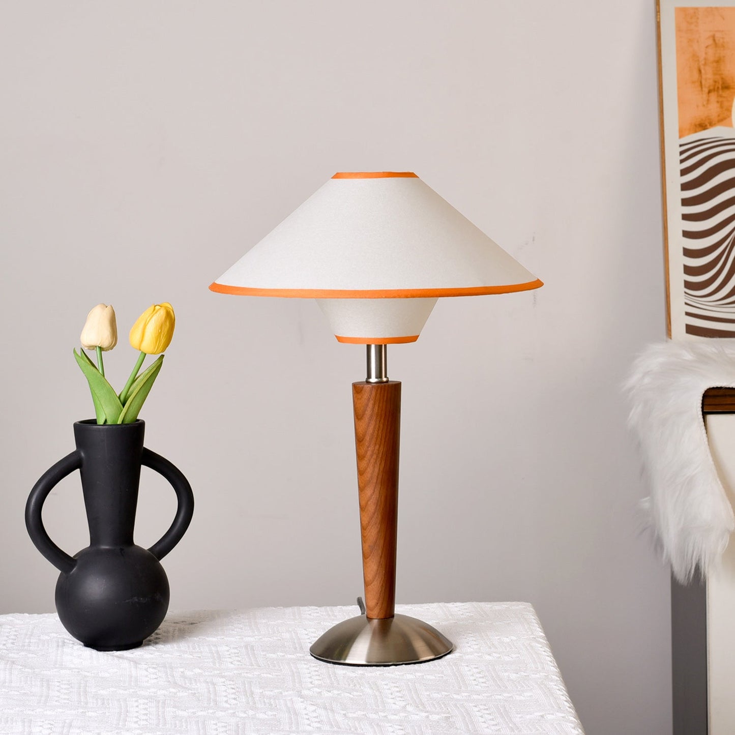 Carved Wood Table Lamp
