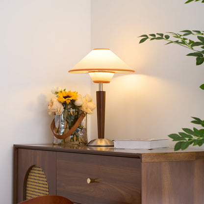 Wood Fabric Shade Table Lamp