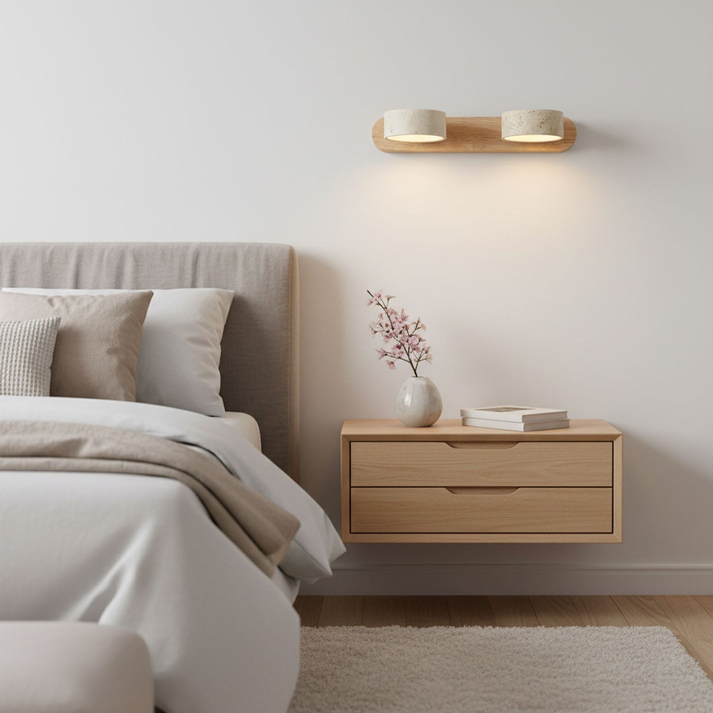 Travertine Wood Wall Sconce