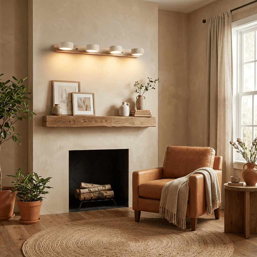 Travertine Wood Wall Sconce