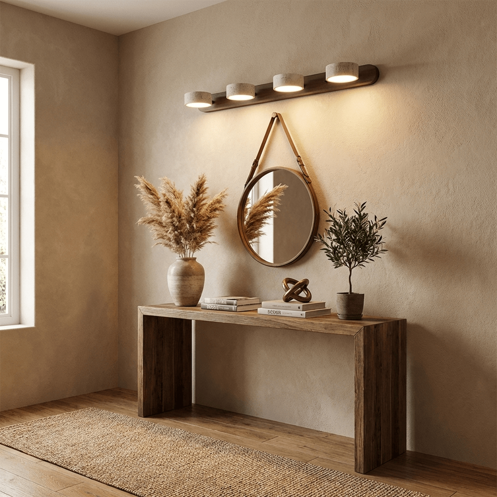 Travertine Wood Wall Sconce