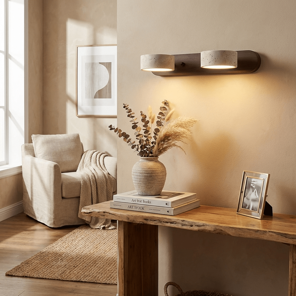 Travertine Wood Wall Sconce