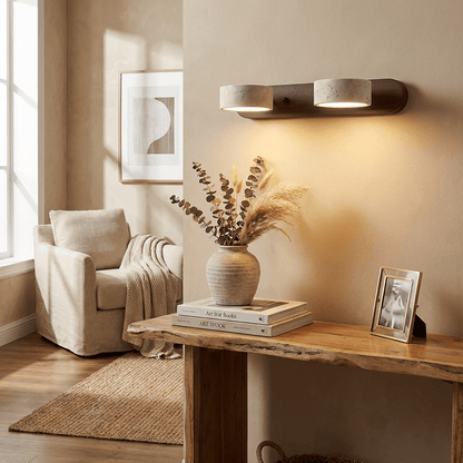 Travertine Wood Wall Sconce