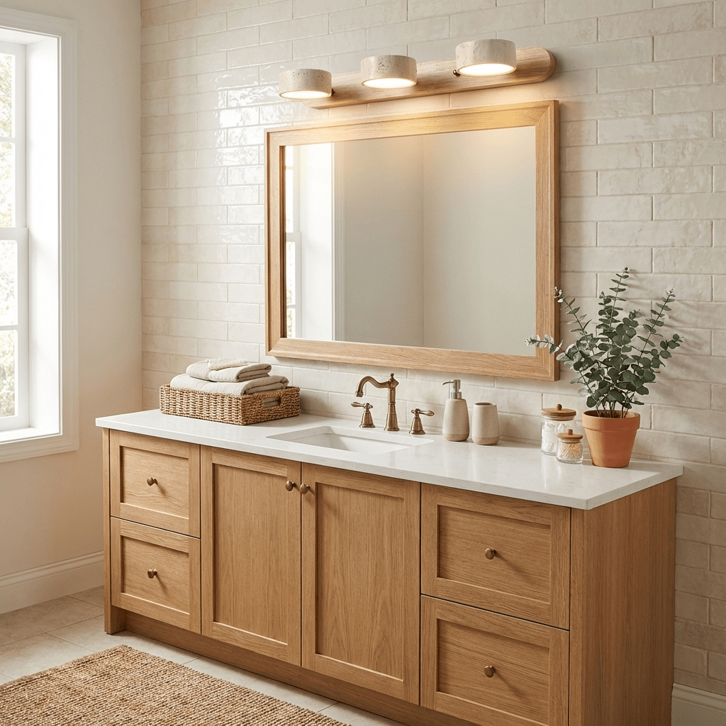 Travertine Wood Wall Sconce