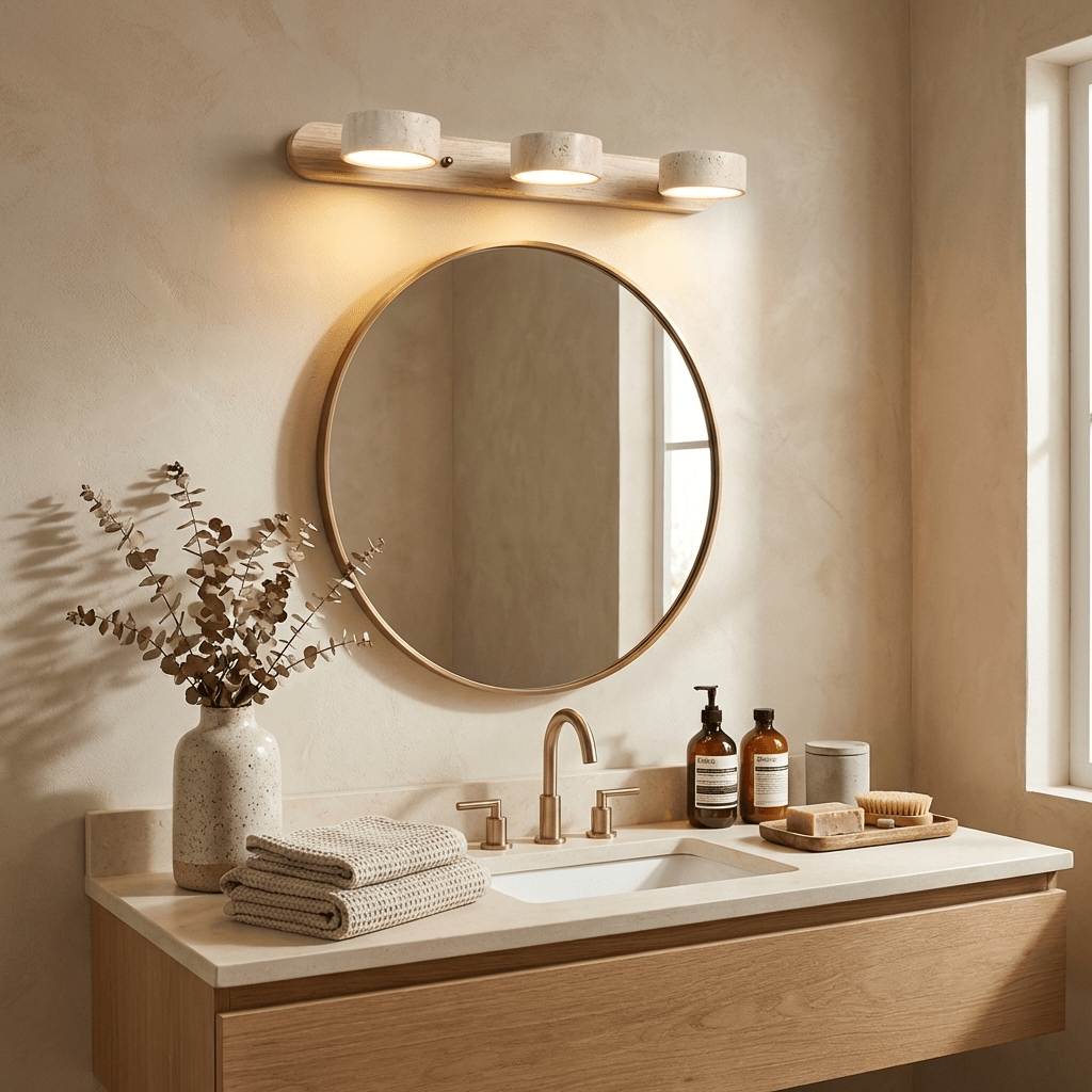 Travertine Wood Wall Sconce