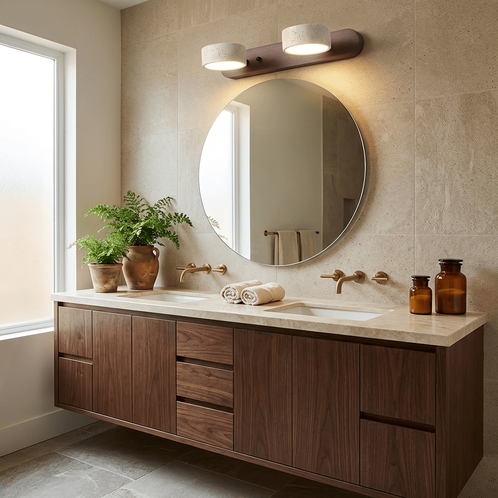 Travertine Wood Wall Sconce