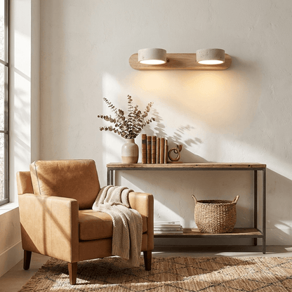 Travertine Wood Wall Sconce
