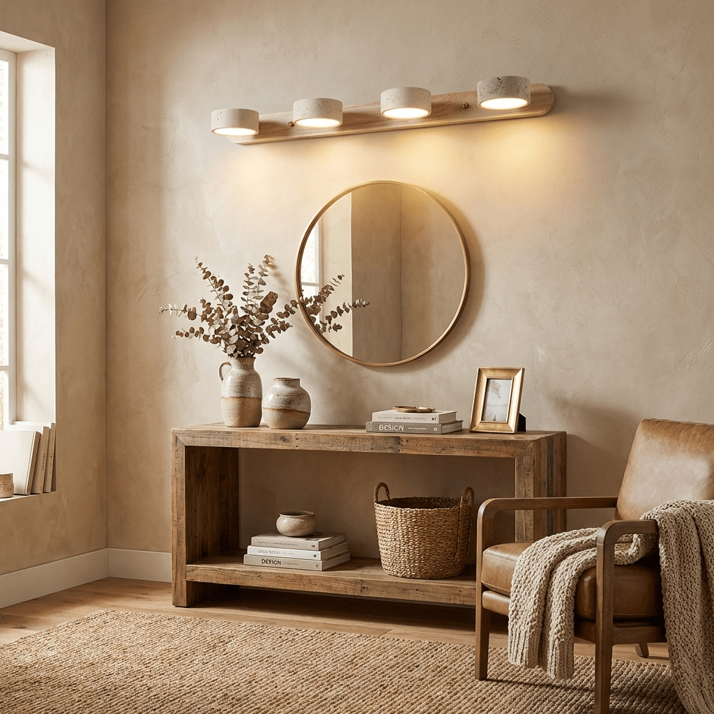 Travertine Wood Wall Sconce