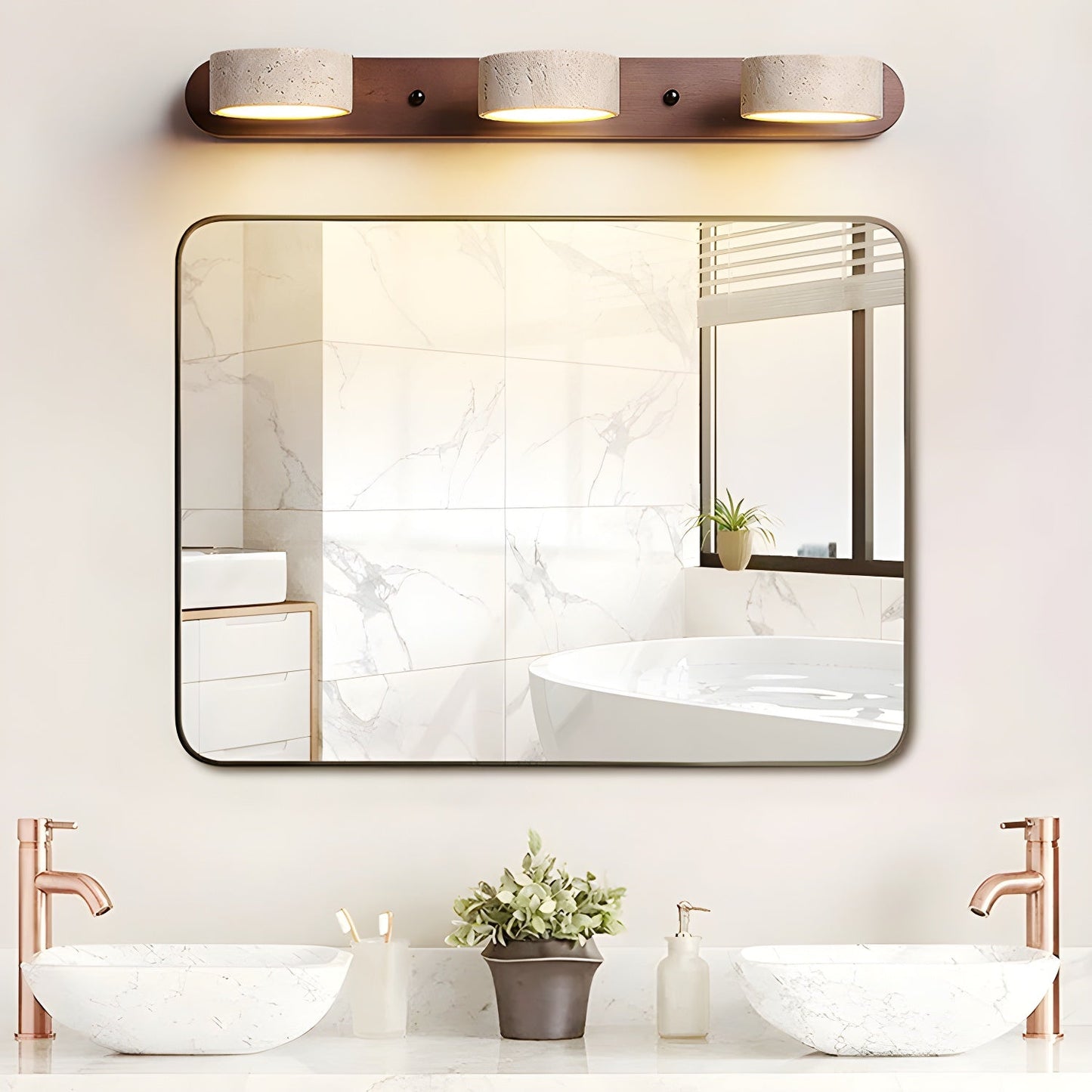 Travertine Wood Wall Sconce