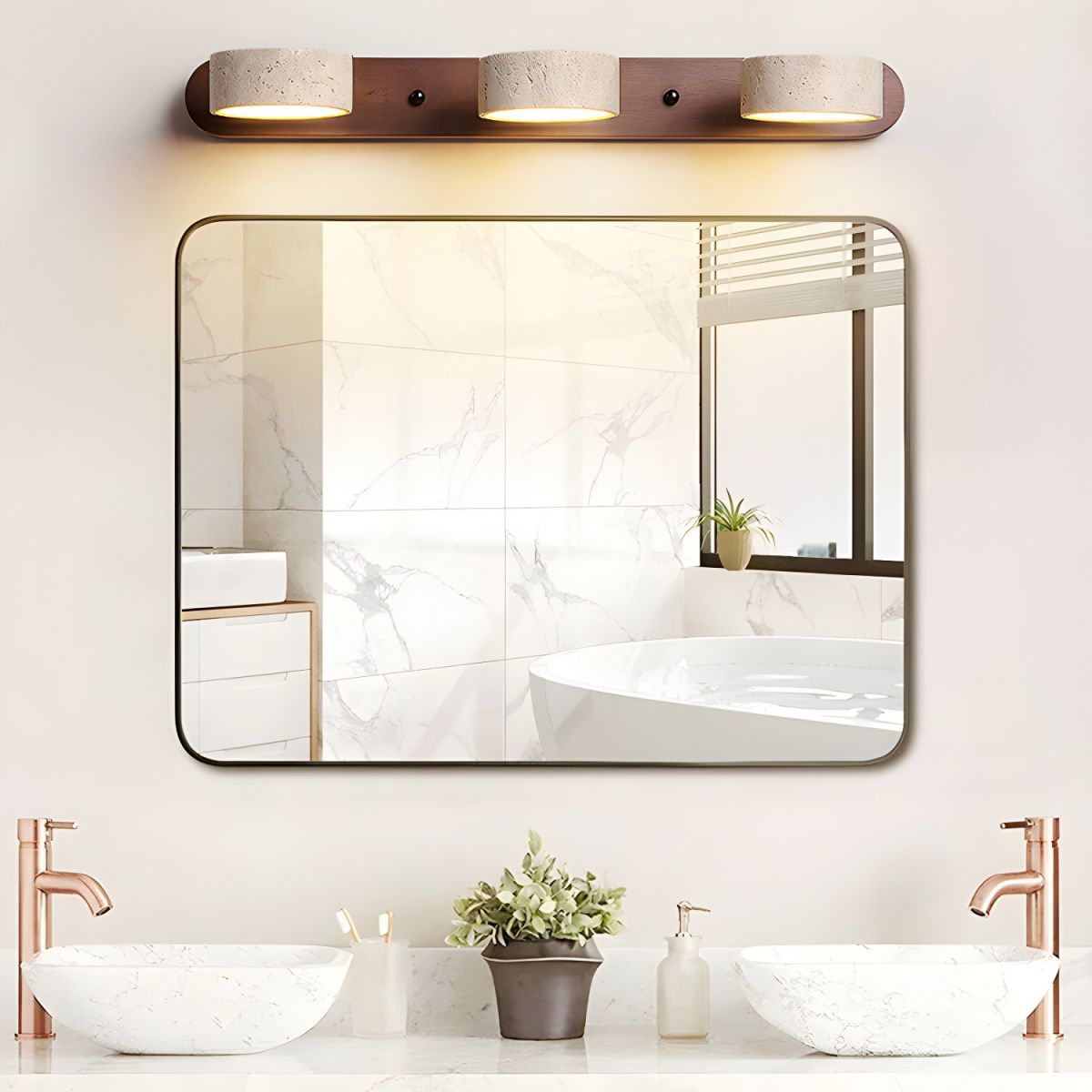 Travertine Wood Wall Sconce