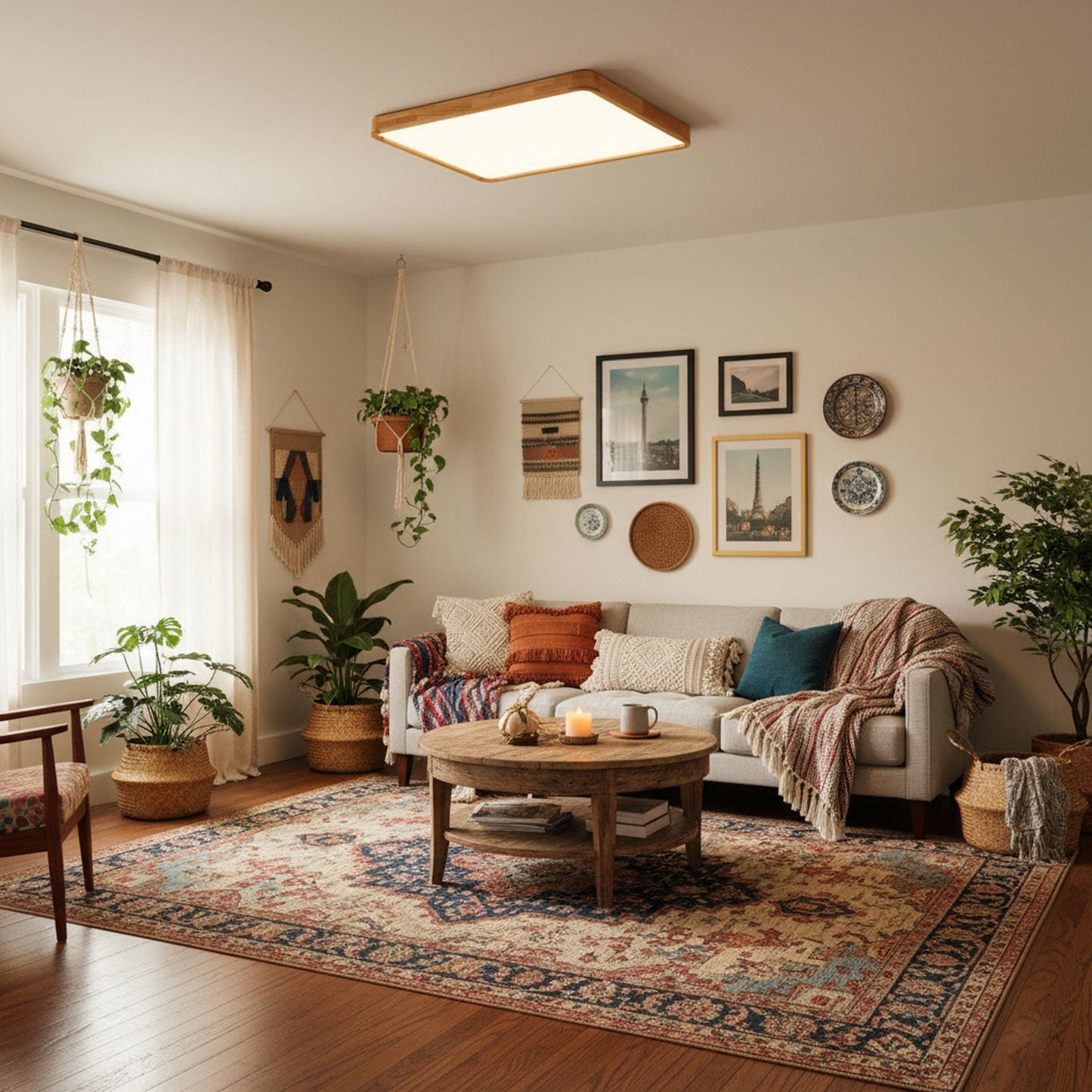 Sculpted Wood Ceiling Light