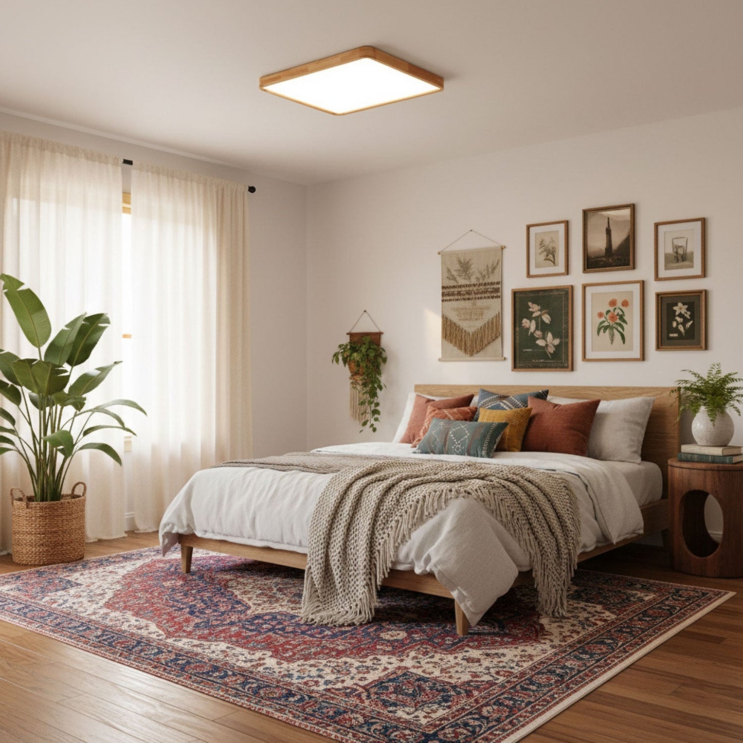 Sculpted Wood Ceiling Light
