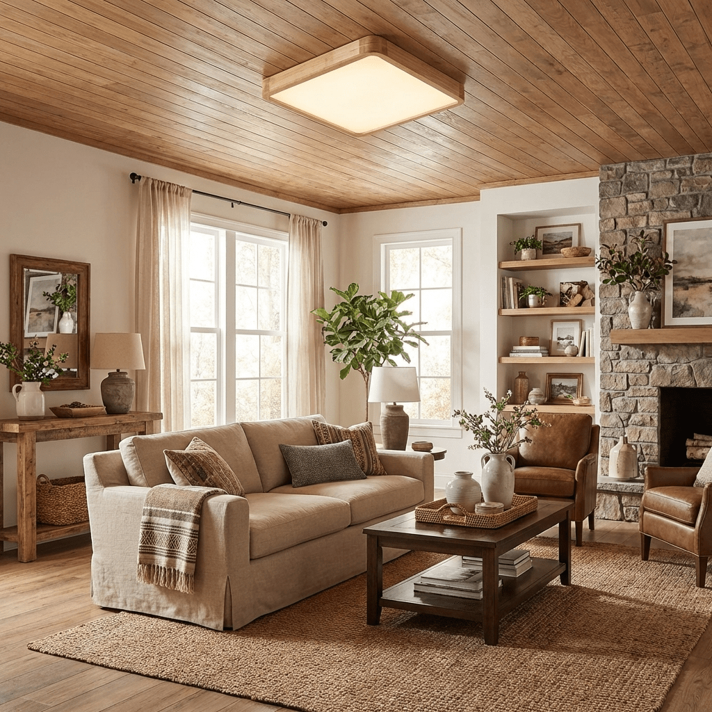 Sculpted Wood Ceiling Light