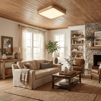 Sculpted Wood Ceiling Light