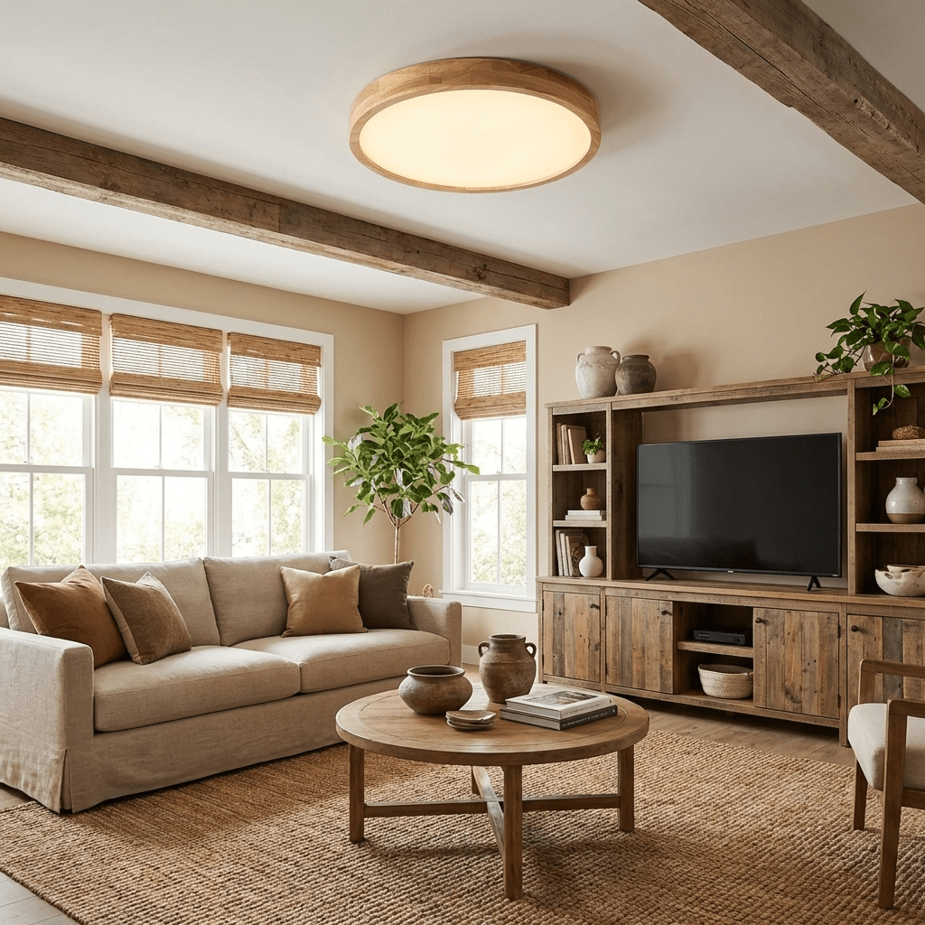 Sculpted Wood Ceiling Light