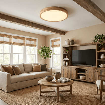 Sculpted Wood Ceiling Light