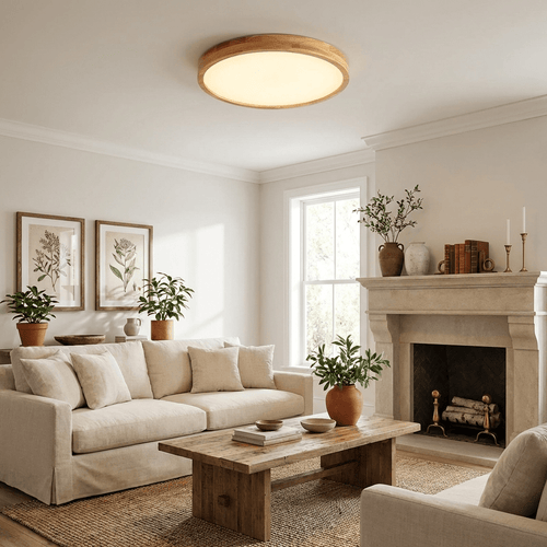 Sculpted Wood Ceiling Light
