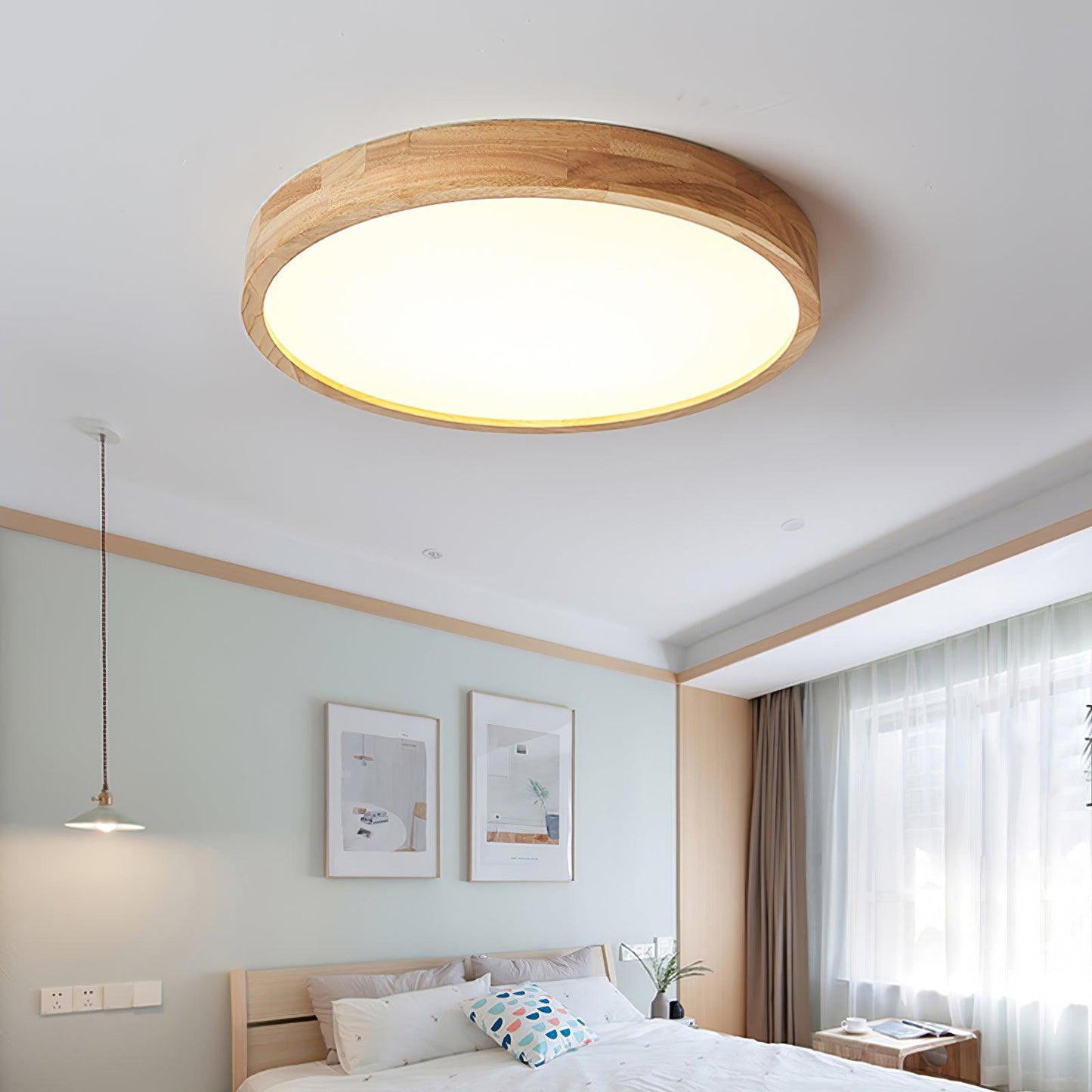 Sculpted Wood Ceiling Light
